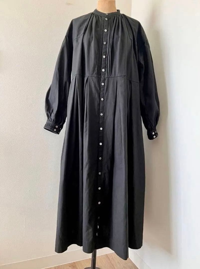 nest robe ネストローブ ヘンプコットンエンブロイダリーワンピース 黒