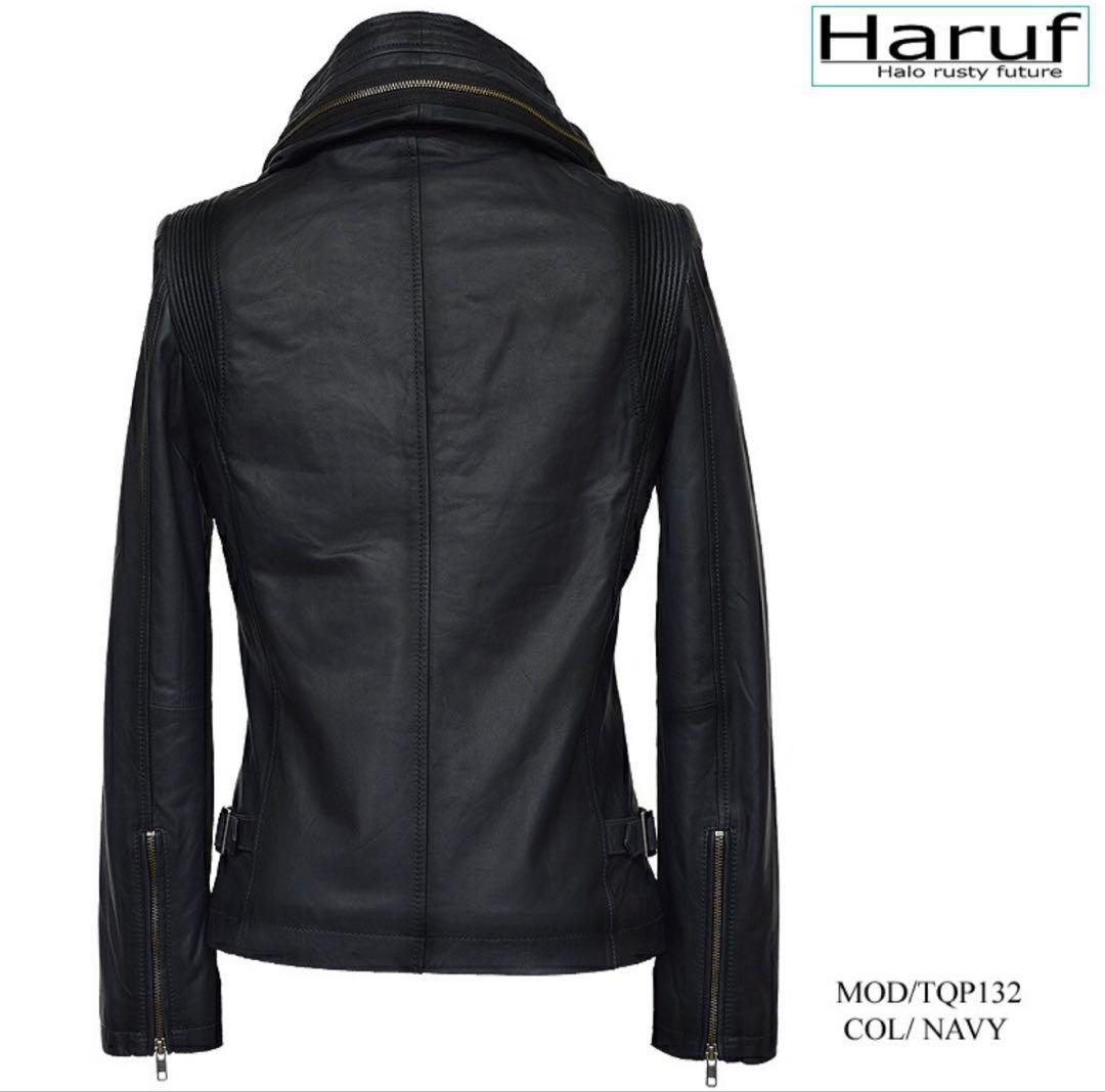 Haruf レザージャケット ライダース 革ジャン 本革 フード付き ラム