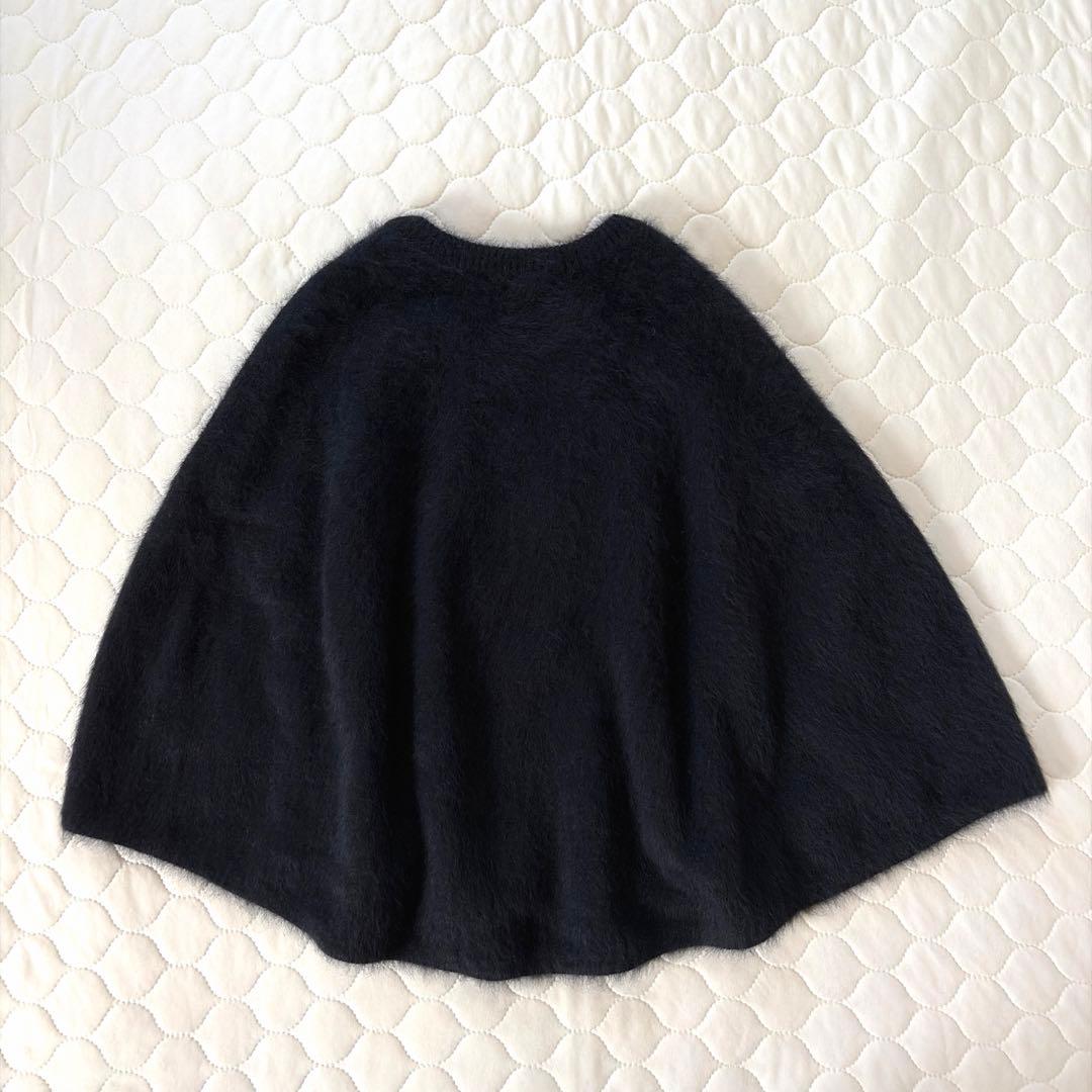 【24SS美品】BEARDSLEY ファーニットポンチョ　ブラック　カシミヤ混