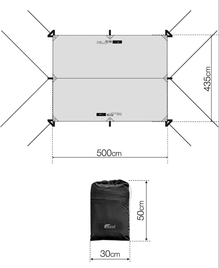 FIELDOOR タープテント レクタタープ 435cm×500cm 5m