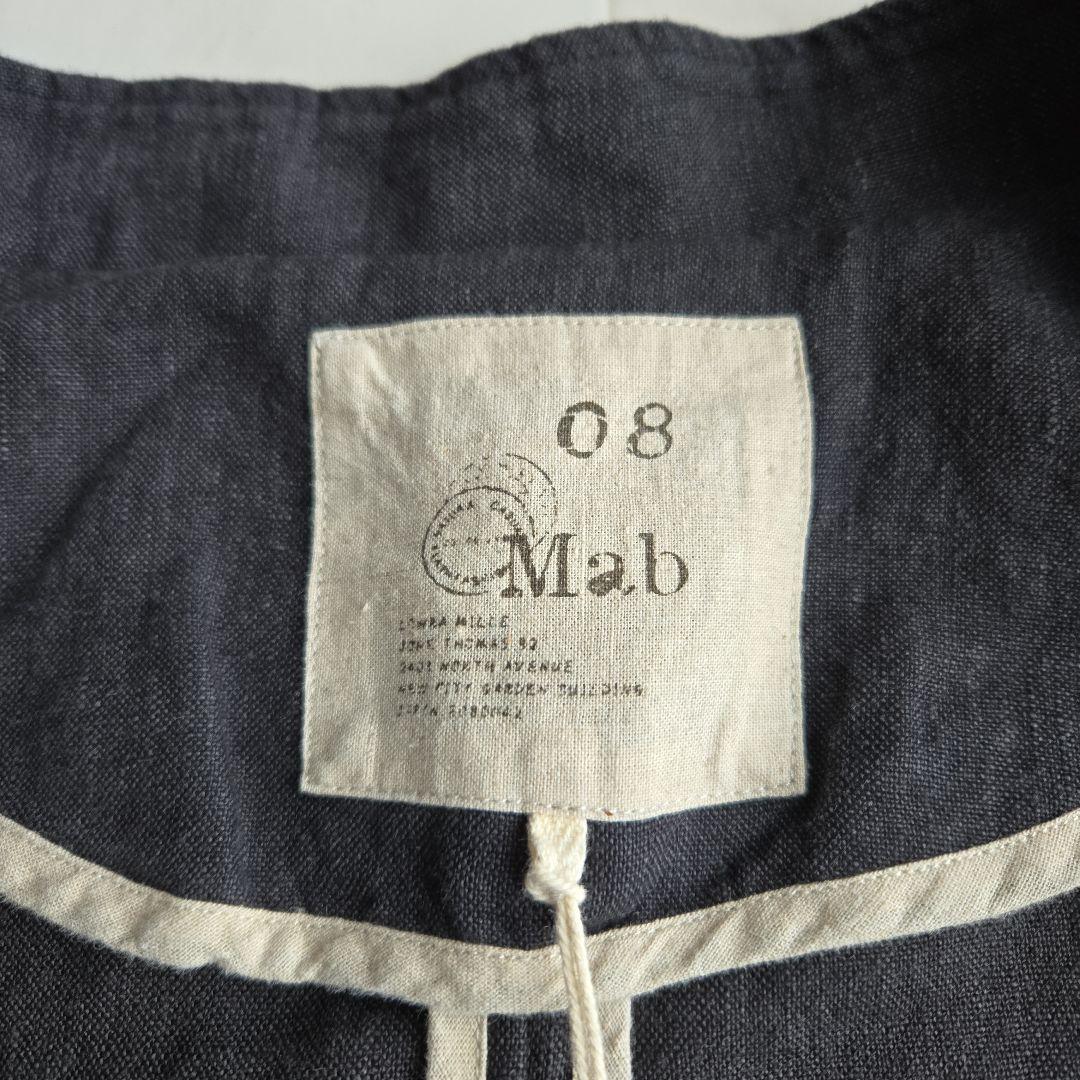 08mab リネン スタンドカラー シャツ ジャケット 裏地なし スミクロ