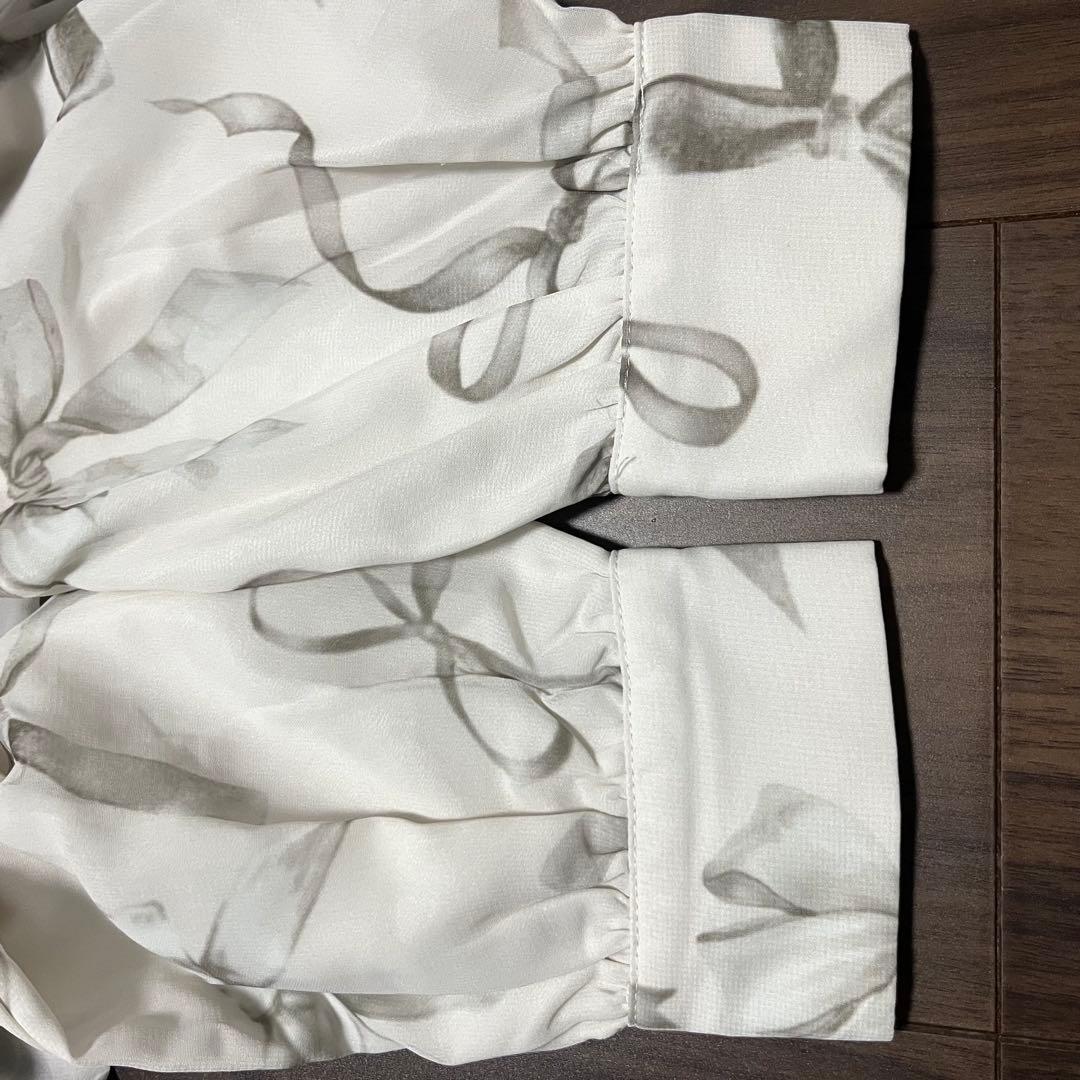 ワンピース Rose Muse ribbon pattern pleated dress M