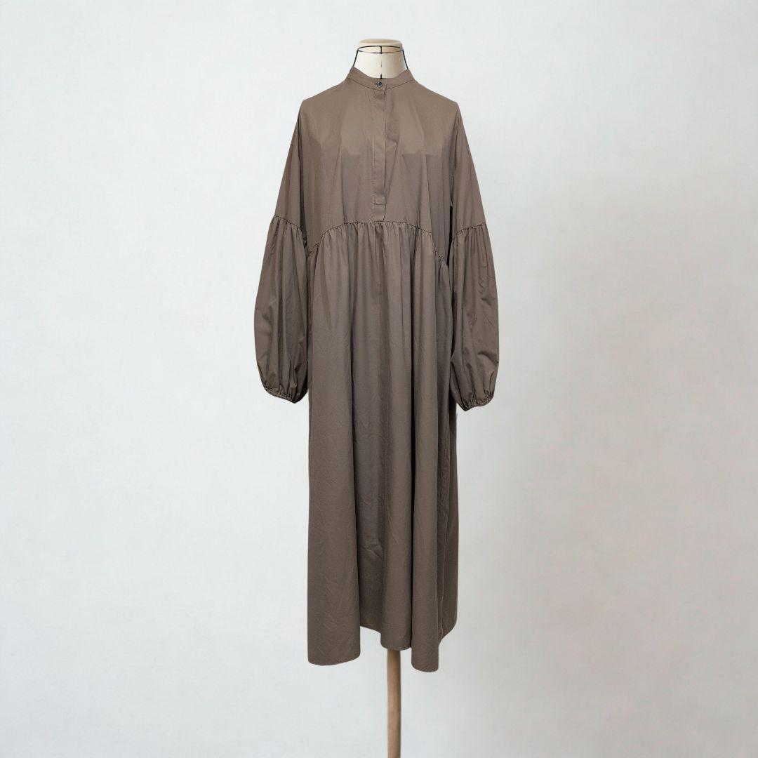 美品 Whim Gazette 切替えギャザーワンピース モカベージュ