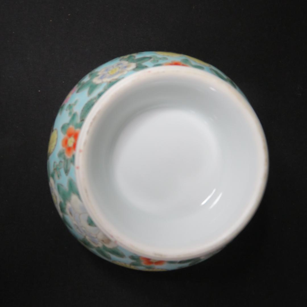 小鉢 韓国陶釜 共箱 木箱 京谷金正照 蝶 花 色絵