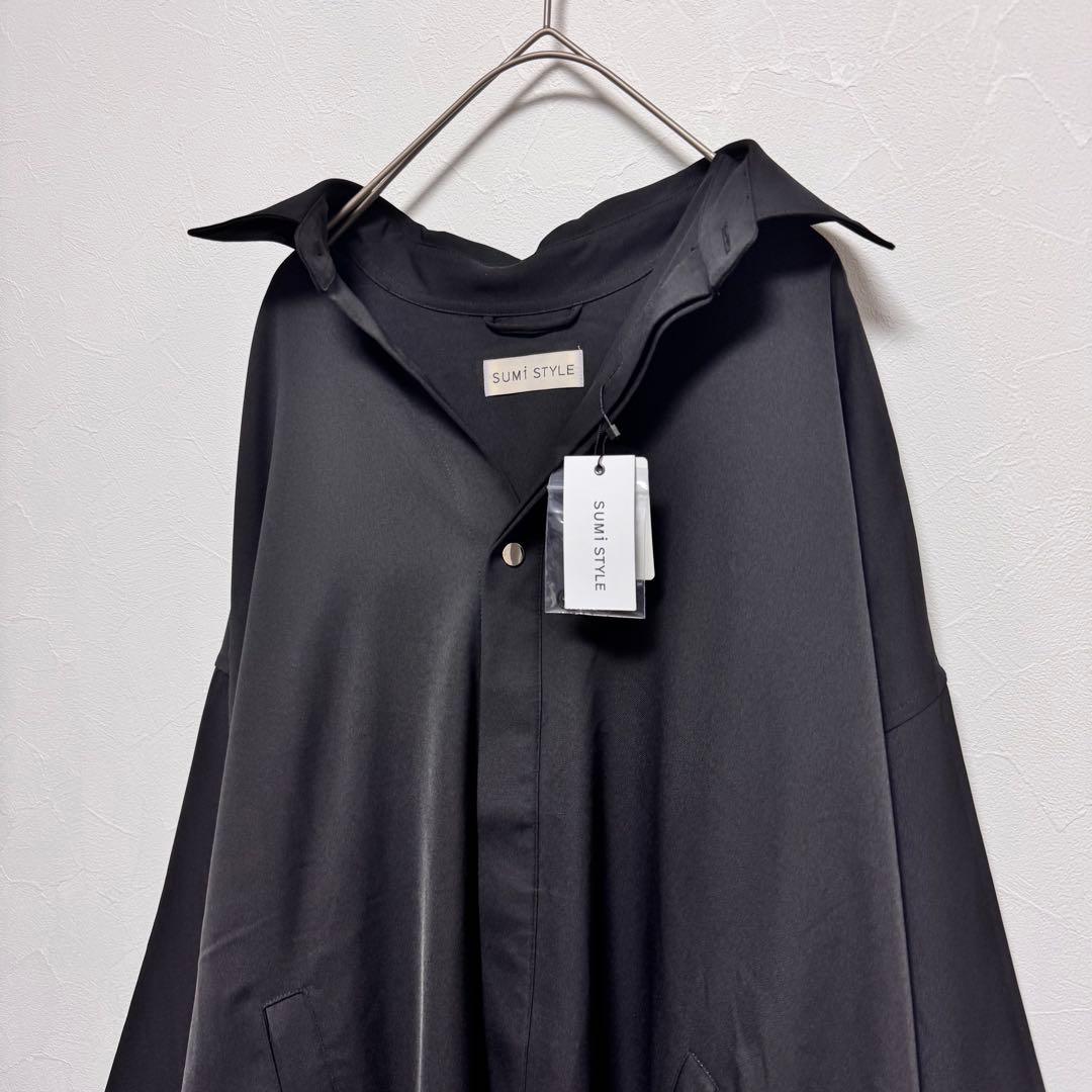 新品 スミスタイル イアパピヨネ バッグプリーツ シャツワンピース ゆったり 黒