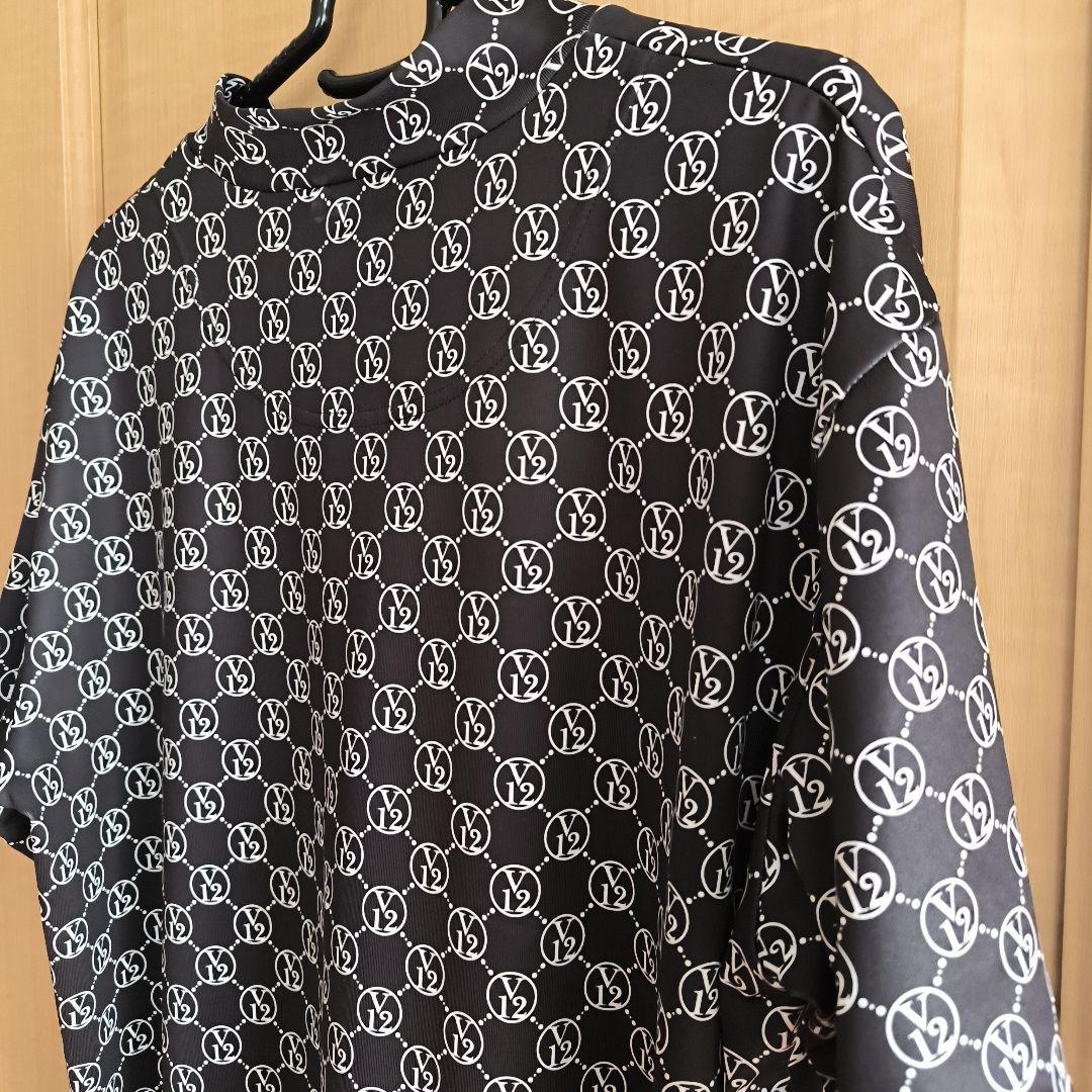 美品　V12 　ゴルフウエア　半袖 MONOGRAM MOCK ブラック　L