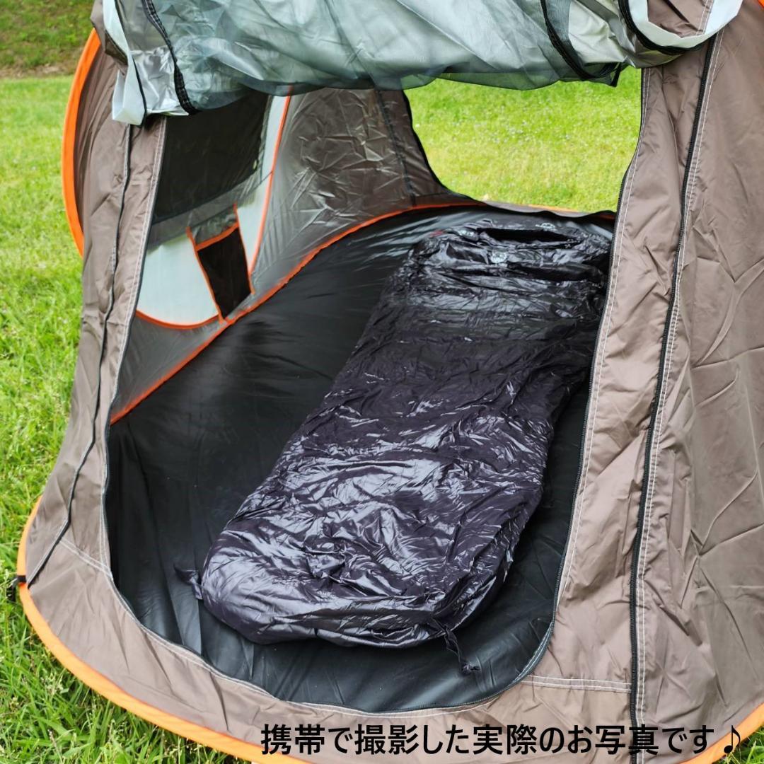 寝袋　シュラフ　マミー型　グースダウン使用　アウトドア　ブラック　400g