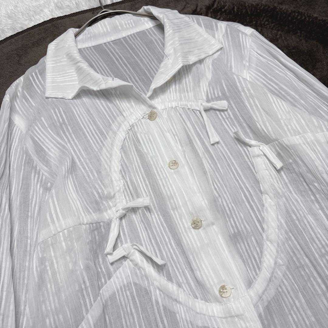 【美品】慈雨 ジウ シャーリング加工 ブラウス　シャツ　Lサイズ　センソユニコ