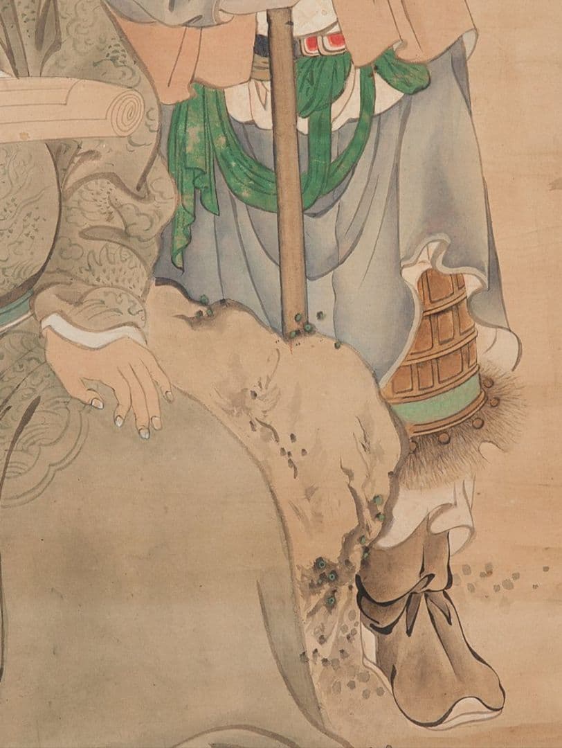 「関羽と周倉」三国志 肉筆 紙本彩色 時代物 骨董品 掛軸 厄除け
