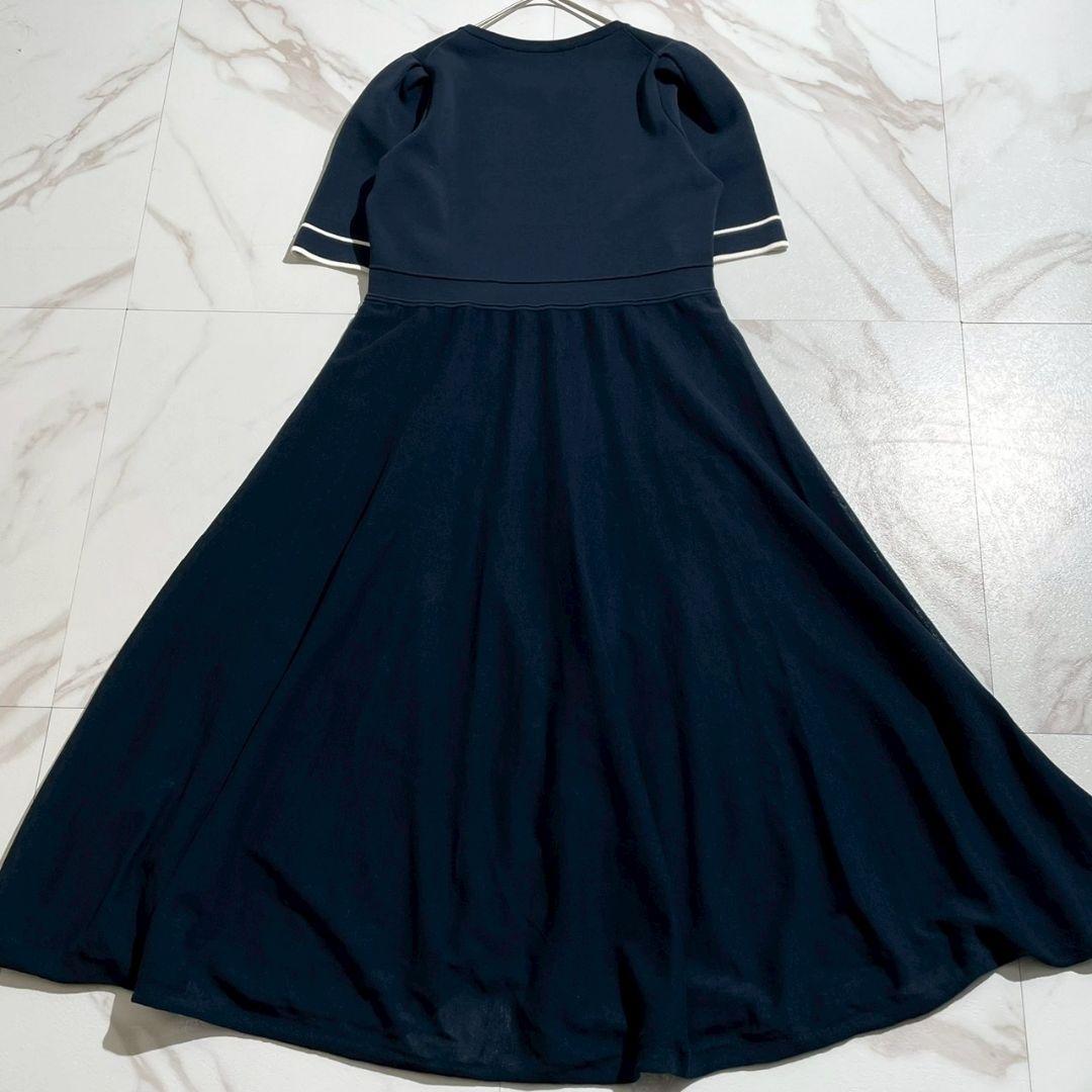 美品/23SS☆アナイ　シアーボリューム半袖ニットワンピース　天竺編み　38