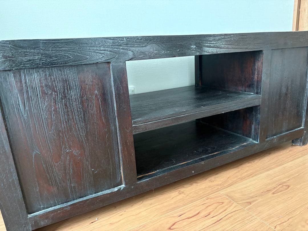 KAJA アジアン家具　木製テレビ台 ダークブラウン ガラス扉