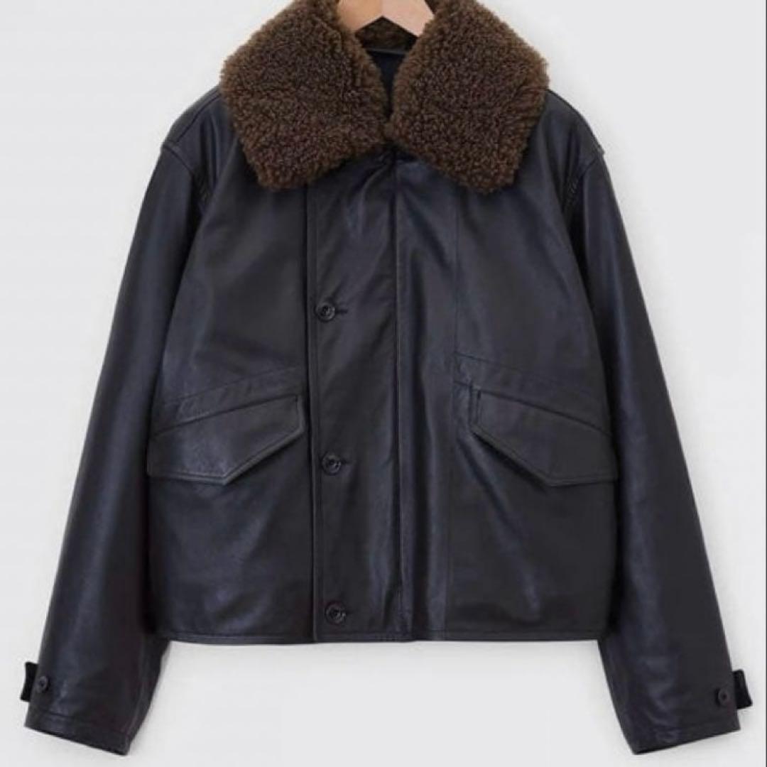 24AW LEMAIRE シアリング レザーフライトジャケット