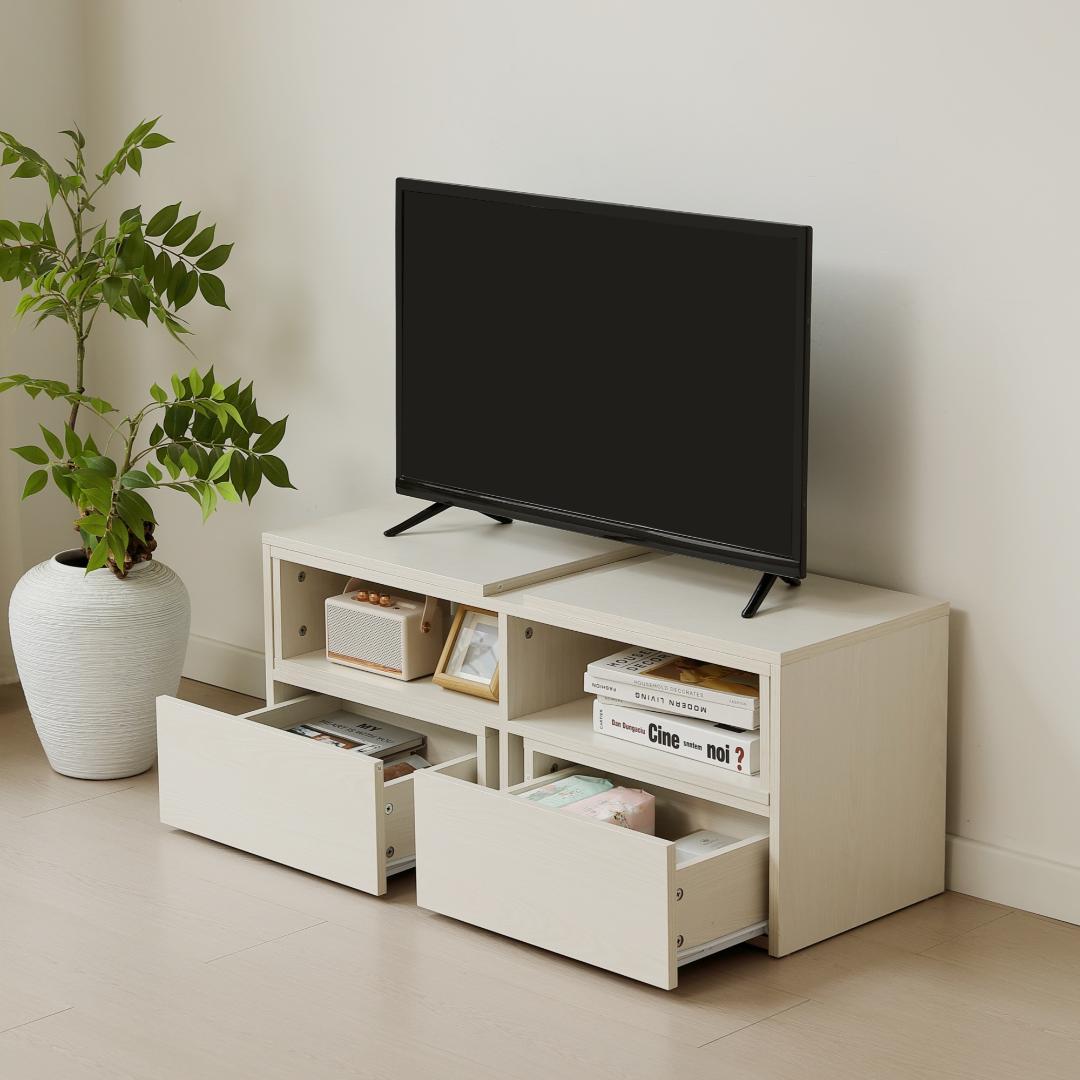 テレビ台 ローボード コーナーテレビ台 伸縮自由 幅93～172　WHTIE