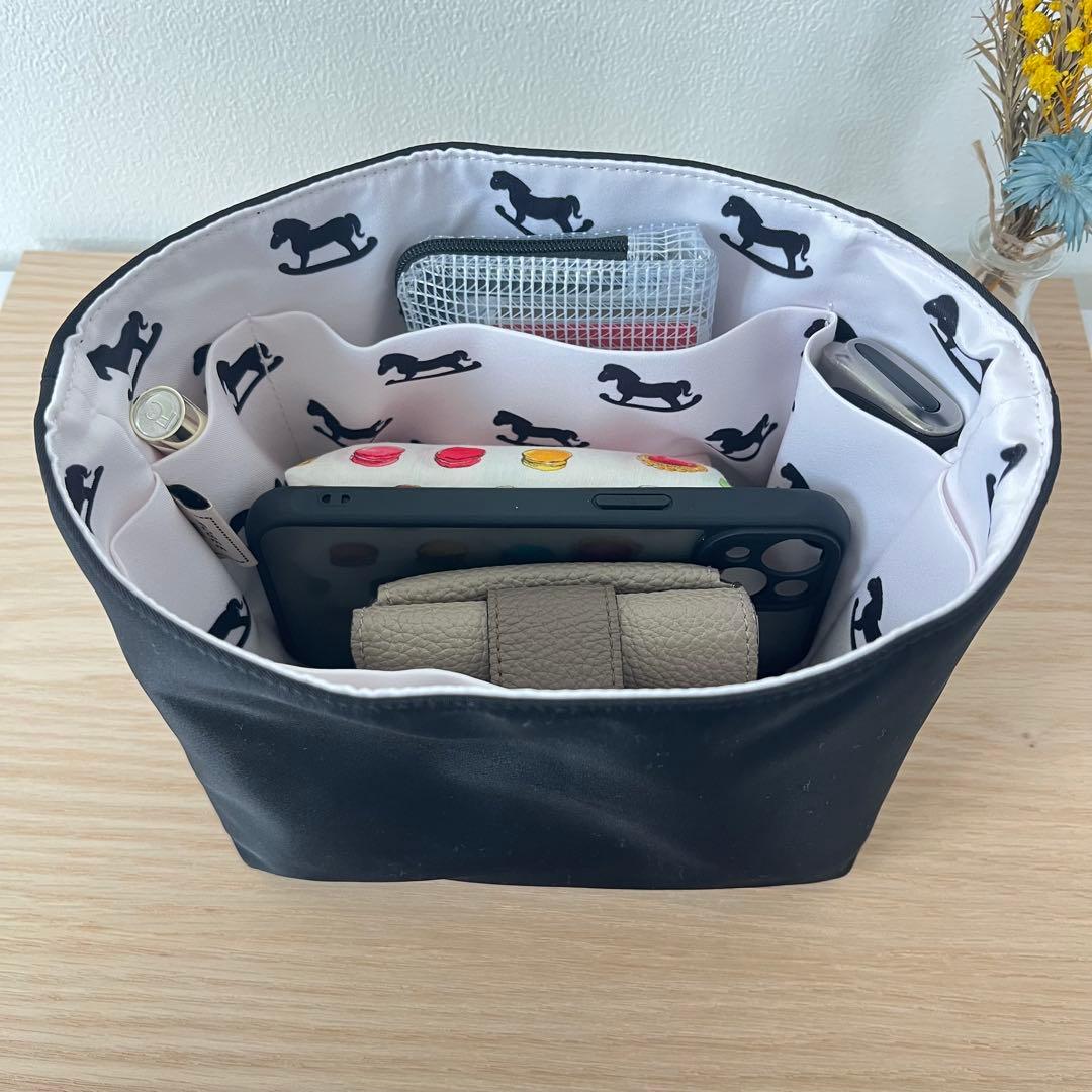 HERMES ピコタンPM18 インナーバッグ ブラック ホース柄 自立