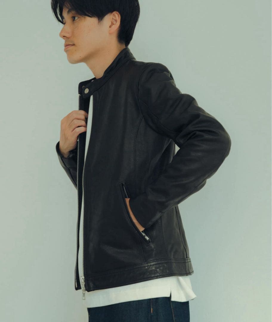 ITEMS URBANRESEARCHゴートレザー シングライダースジャケット