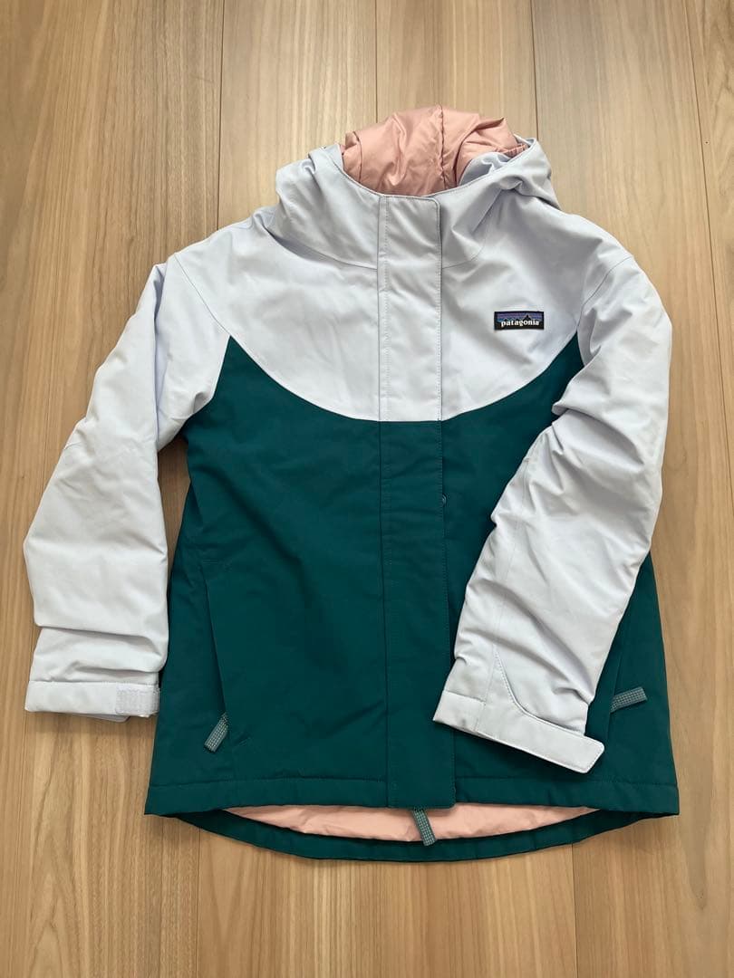 patagonia キッズ ジャケット XS グリーン/ホワイト/ピンク
