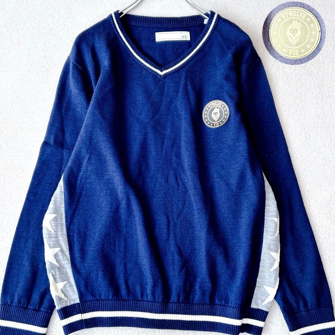 近年✨12 VTWELVE トップス ゴルフウェア ニット　長袖　ブルー　L