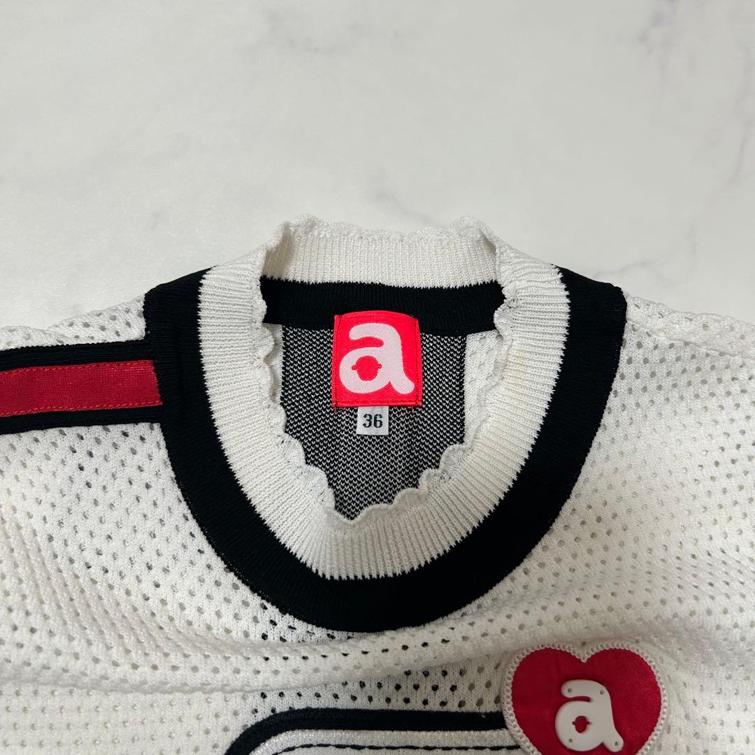 アルチビオ archivio ゴルフベスト S 黒白 クルーネックメッシュ 36