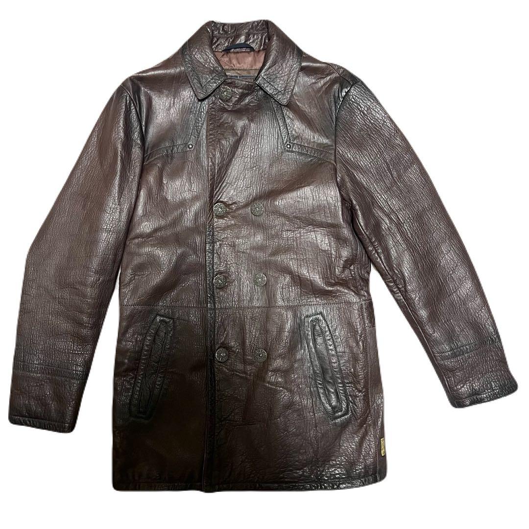 ARMANI JEANS アルマーニジーンズ　レザー　カーコート　革ジャン　レア