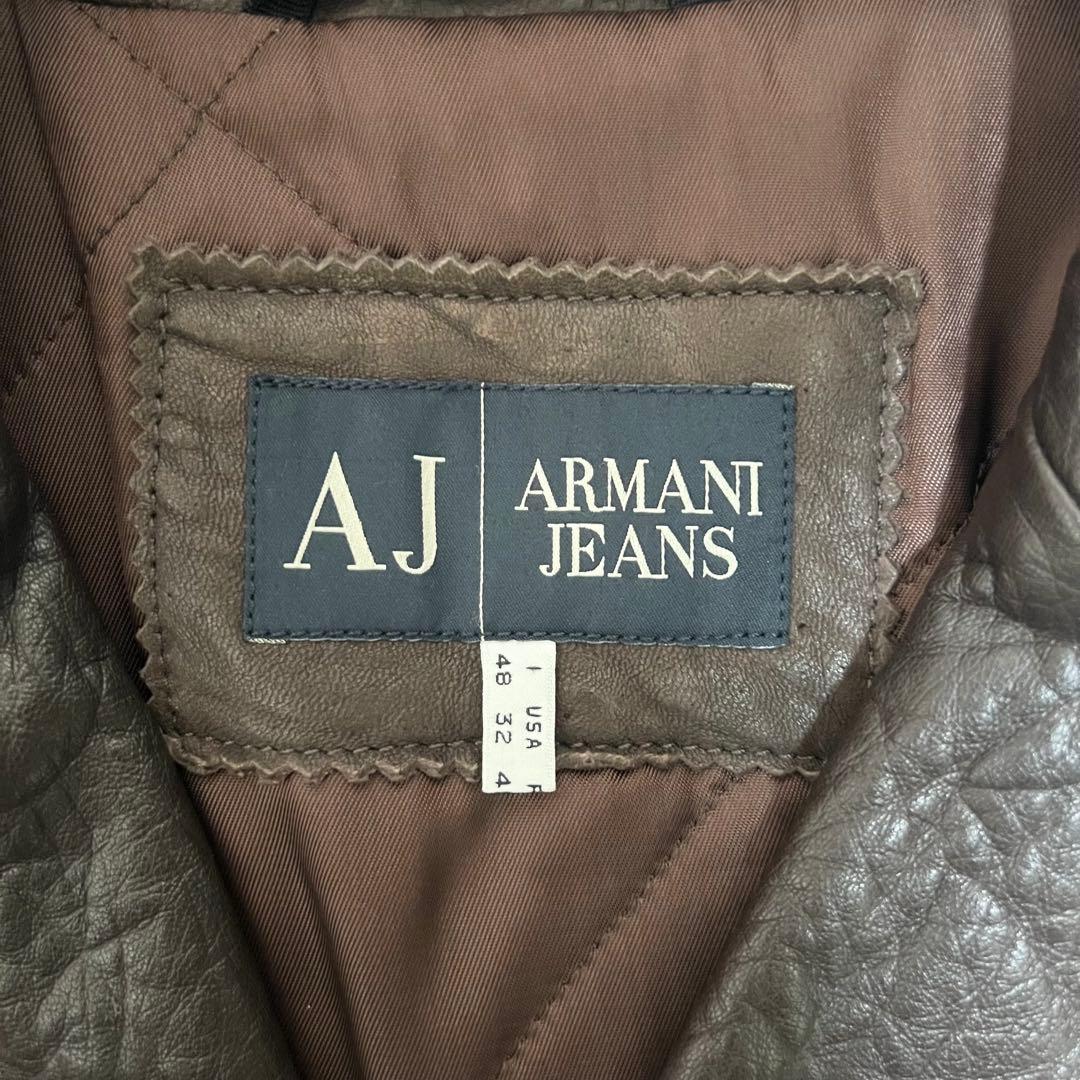 ARMANI JEANS アルマーニジーンズ　レザー　カーコート　革ジャン　レア