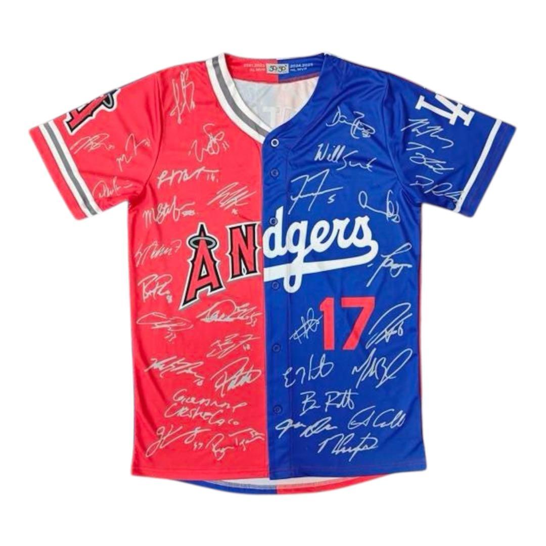音*ん様 非売品 大谷翔平 サインプリントドジャースエンゼルスミックスユニフォー