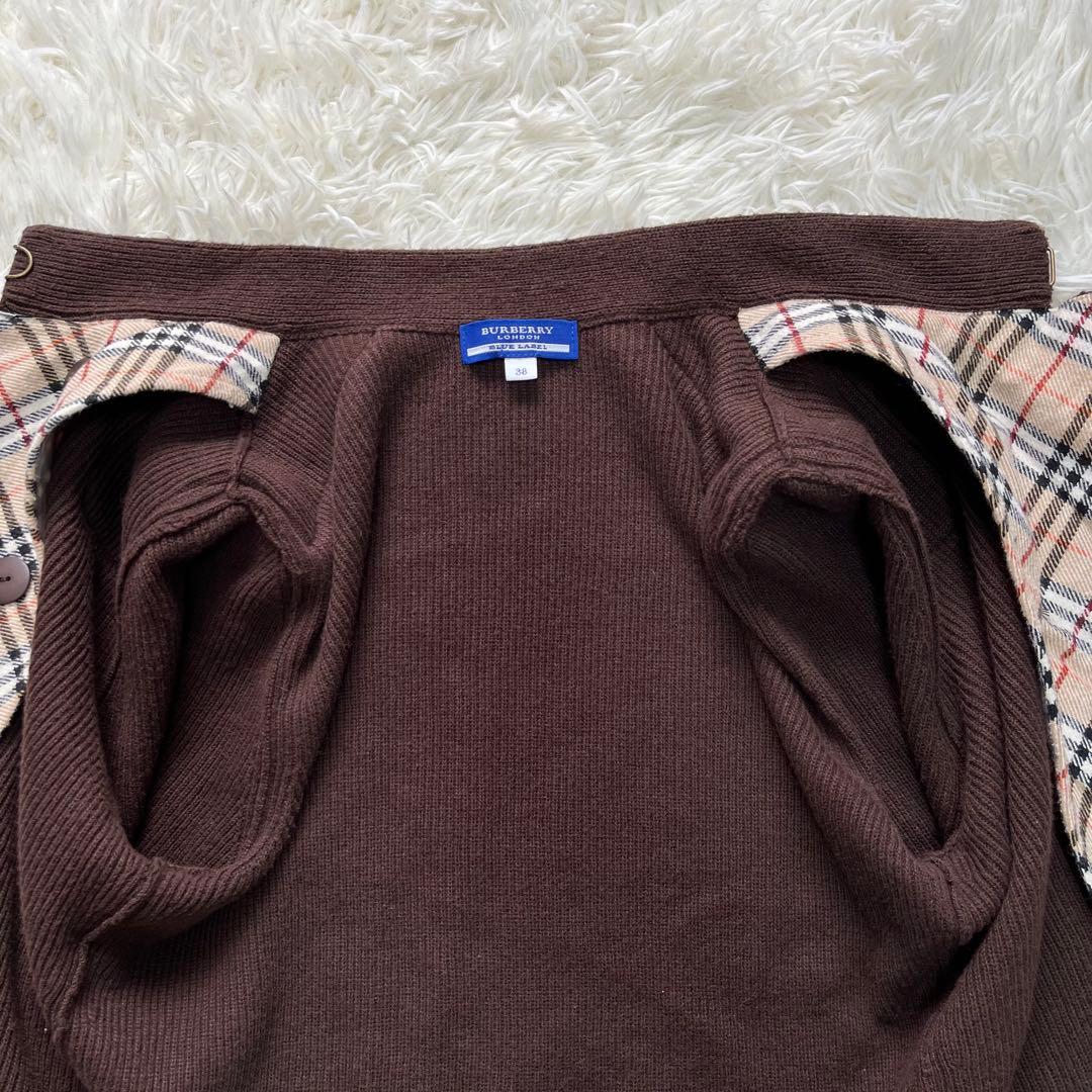 美品✨バーバリーブルーレーベル ナポレオンカーディガン ノバチェック 38 茶