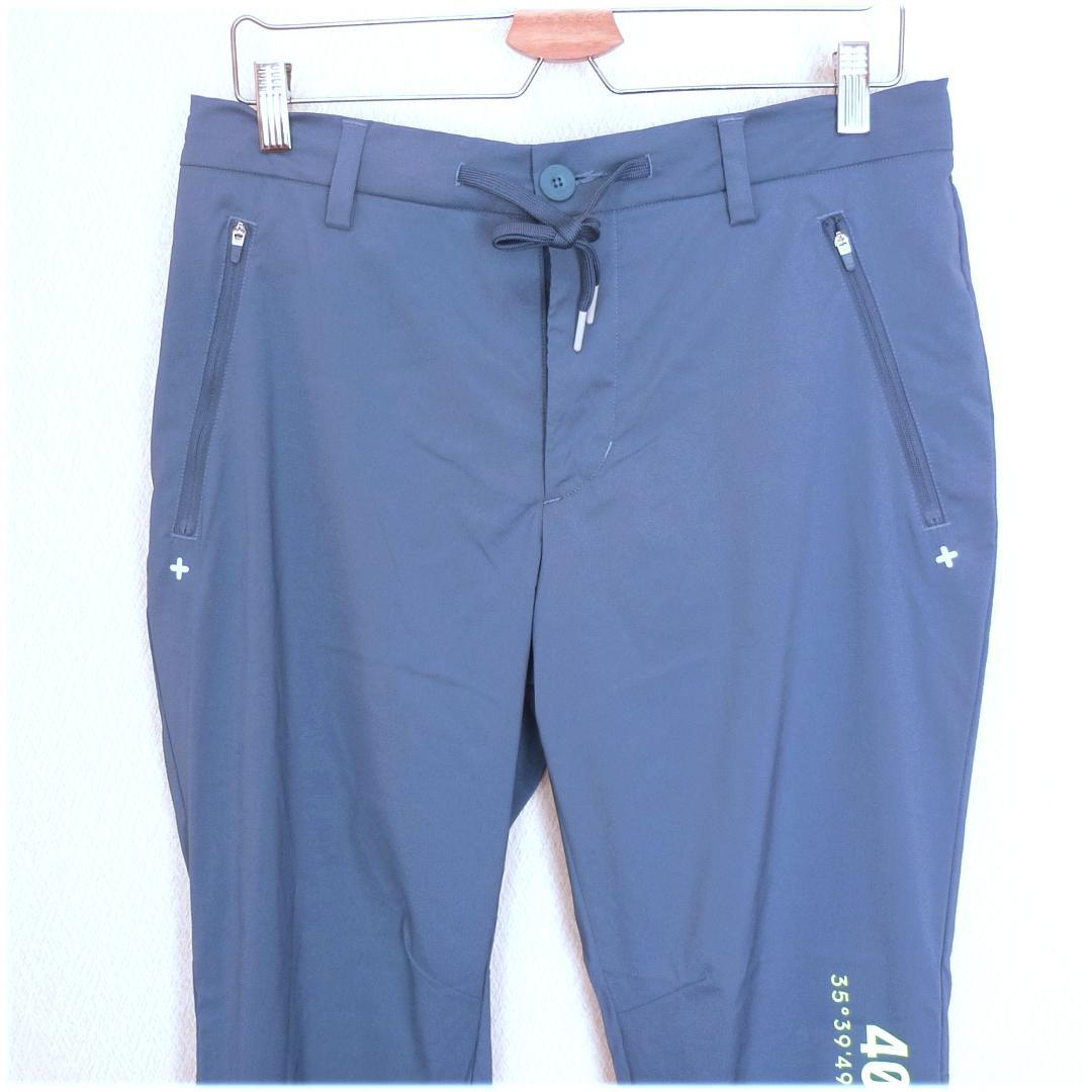 新品(ウエスト85)アディタスゴルフ くすみブルーゴルフパンツ 薄手9分丈パンツ
