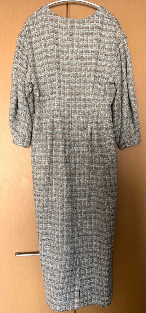 【美品】38 ヴェルメイユパーイエナ ミックスツイードウエストシェイプワンピース