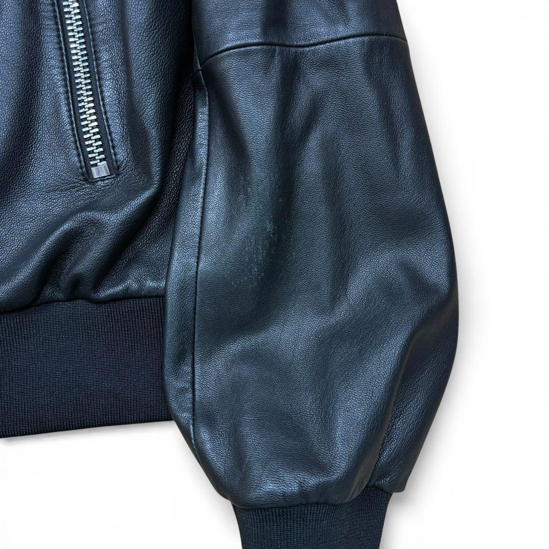 美品 EMPORIO ARMANI ラムレザーブルゾン バックロゴ サイズ50