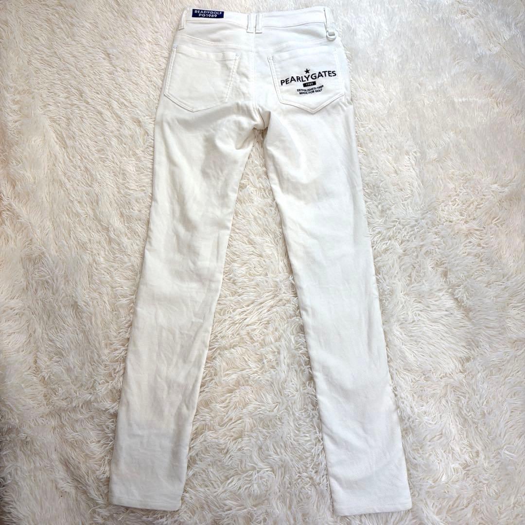 【美品】パーリーゲイツ ゴルフパンツ 00 ホワイト ロゴ ストレッチ 希少
