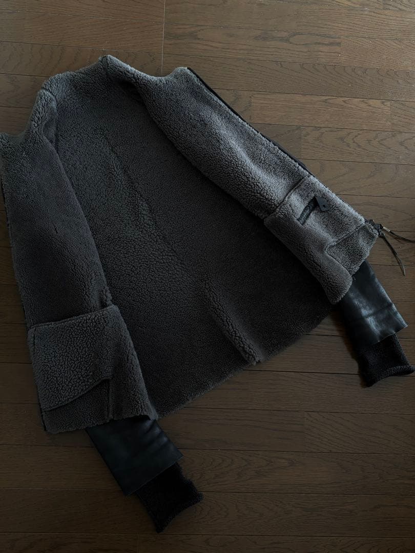 極美品 ISAAC SELLAM ムートン×カーフレザーライダースジャケット