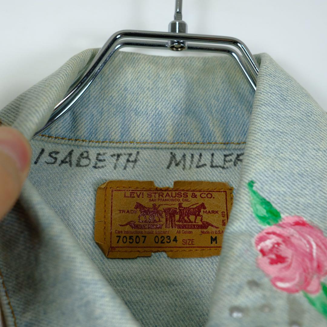 80s Levi's 70507 ハンドペイント デニムジャケットカウ柄