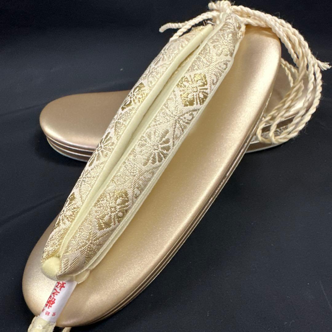 【専用】新品 高級 正絹 草履バック 丸型 錦 金手 本革草履 菊の好 2967