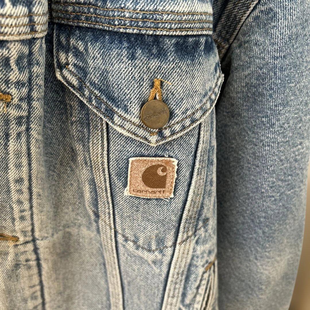 Carhartt デニムジャケット ブルー XL 裏チェック柄