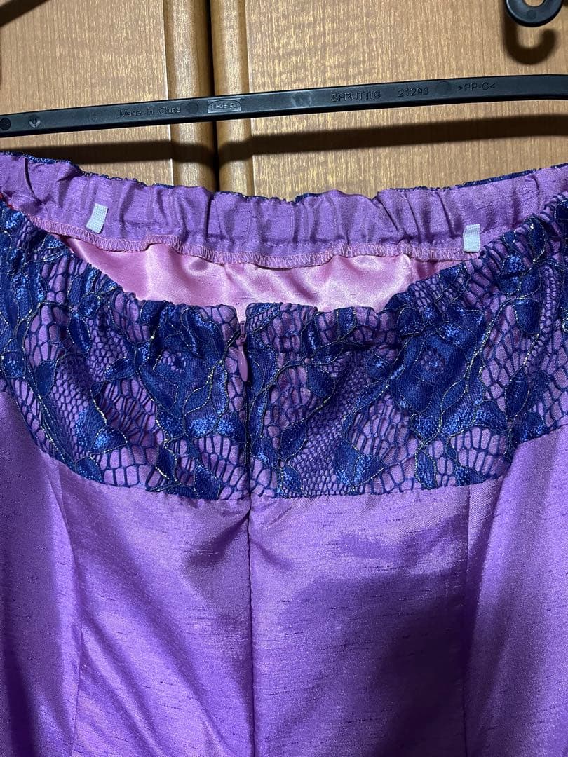 マウナロア 紫色 レース シャンタン フラダンスドレス