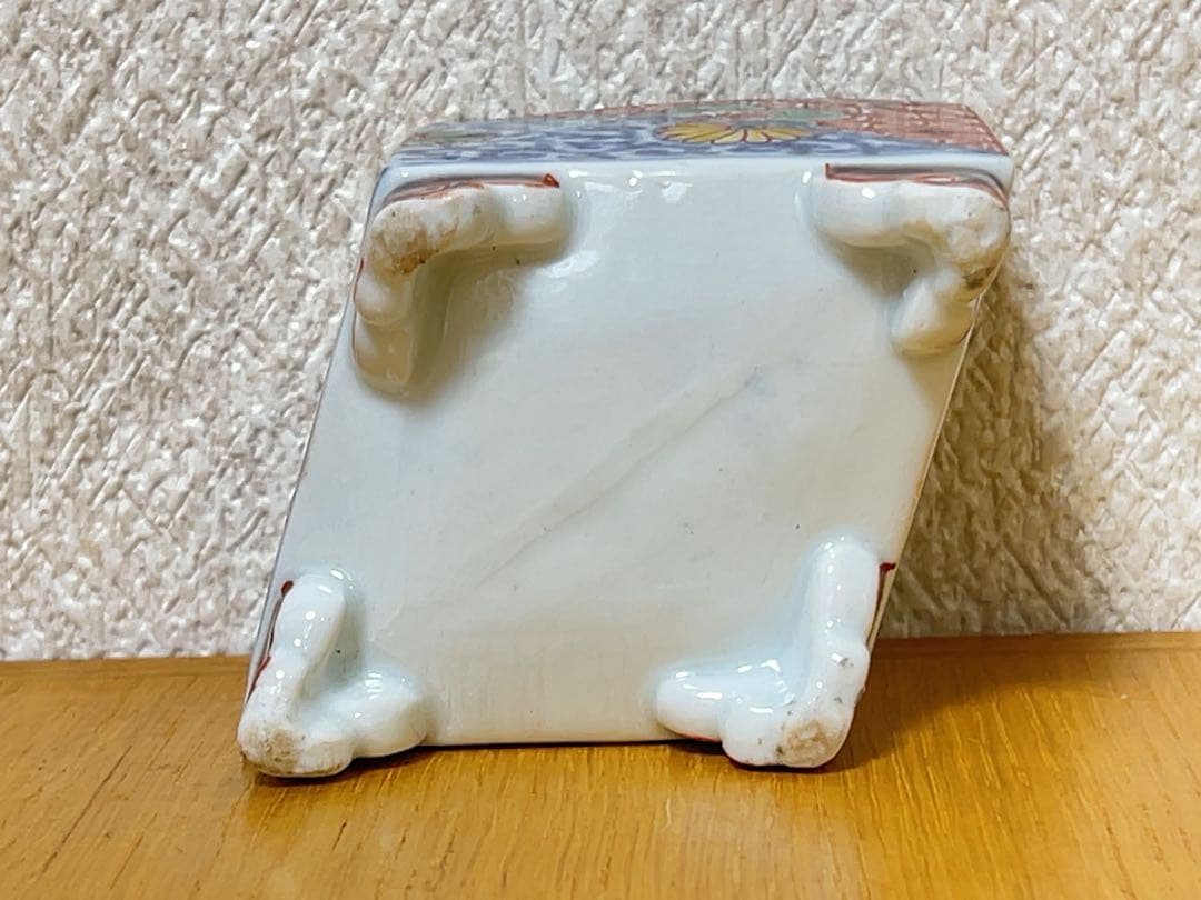 古い 伊万里焼? 九谷焼? 香炉 ひし形 箱付き
