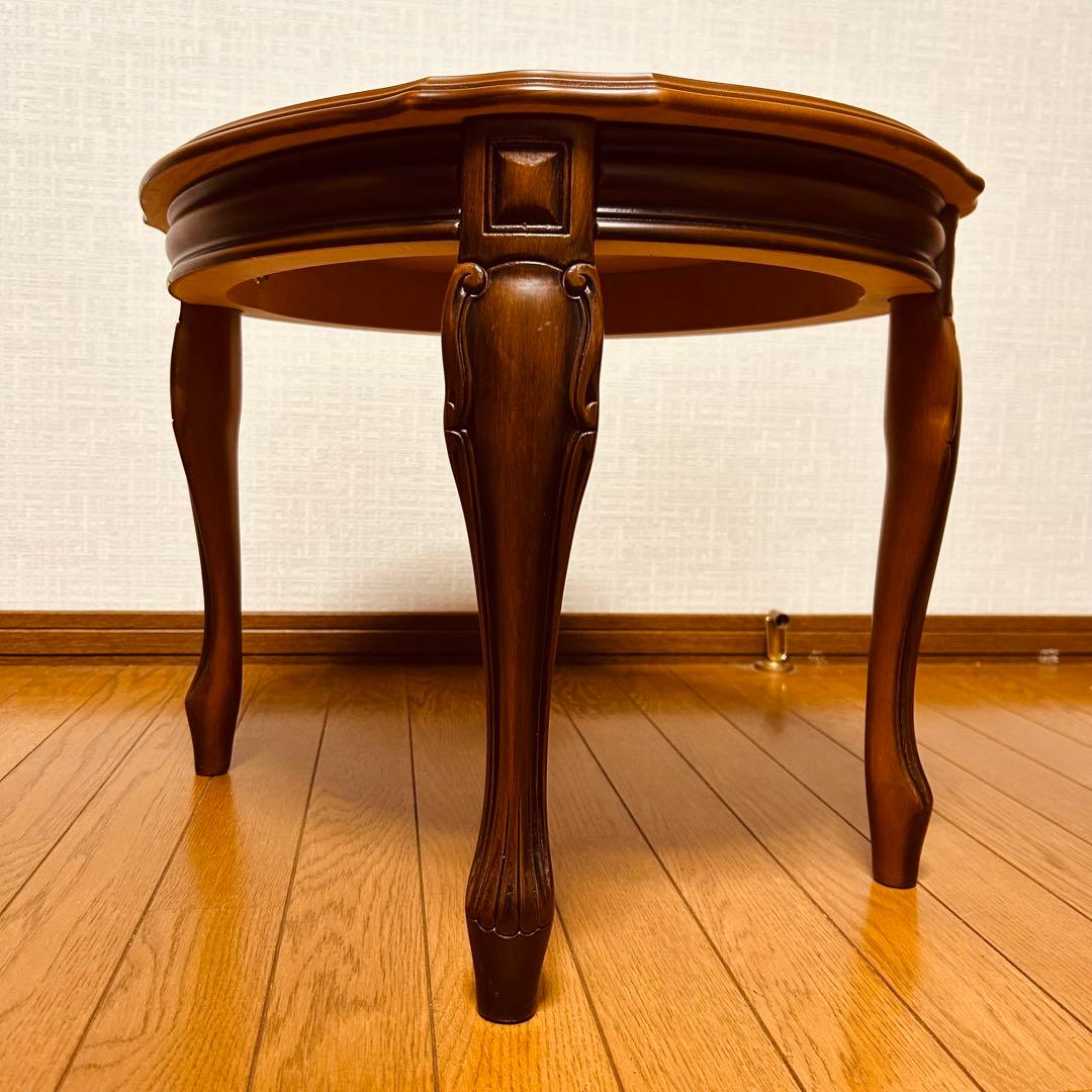 ロココ様式 猫脚 センターテーブル 象嵌細工 花柄 アンティーク