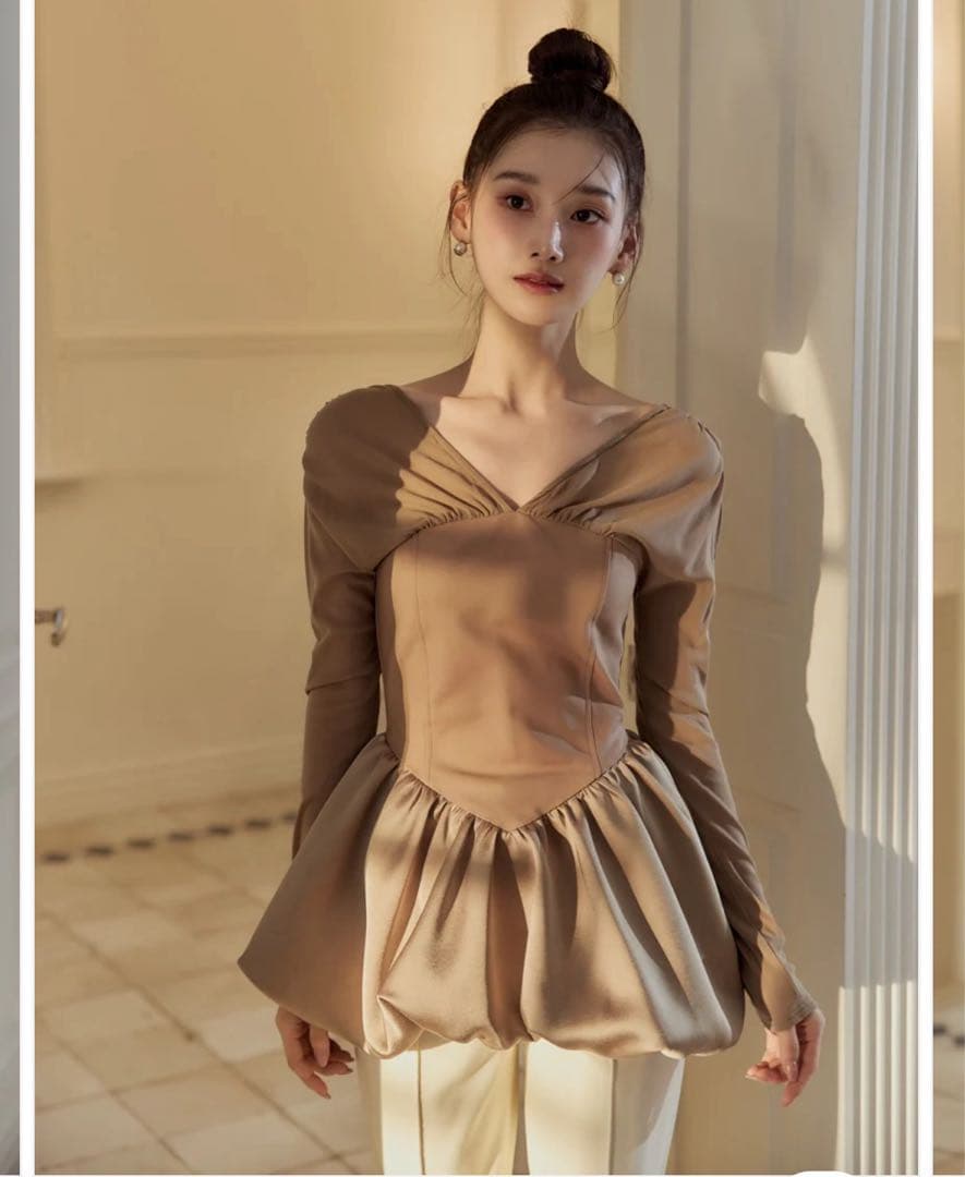 ポローラ　値下げ可！ モカ ビスチェドッキングバルーントップス