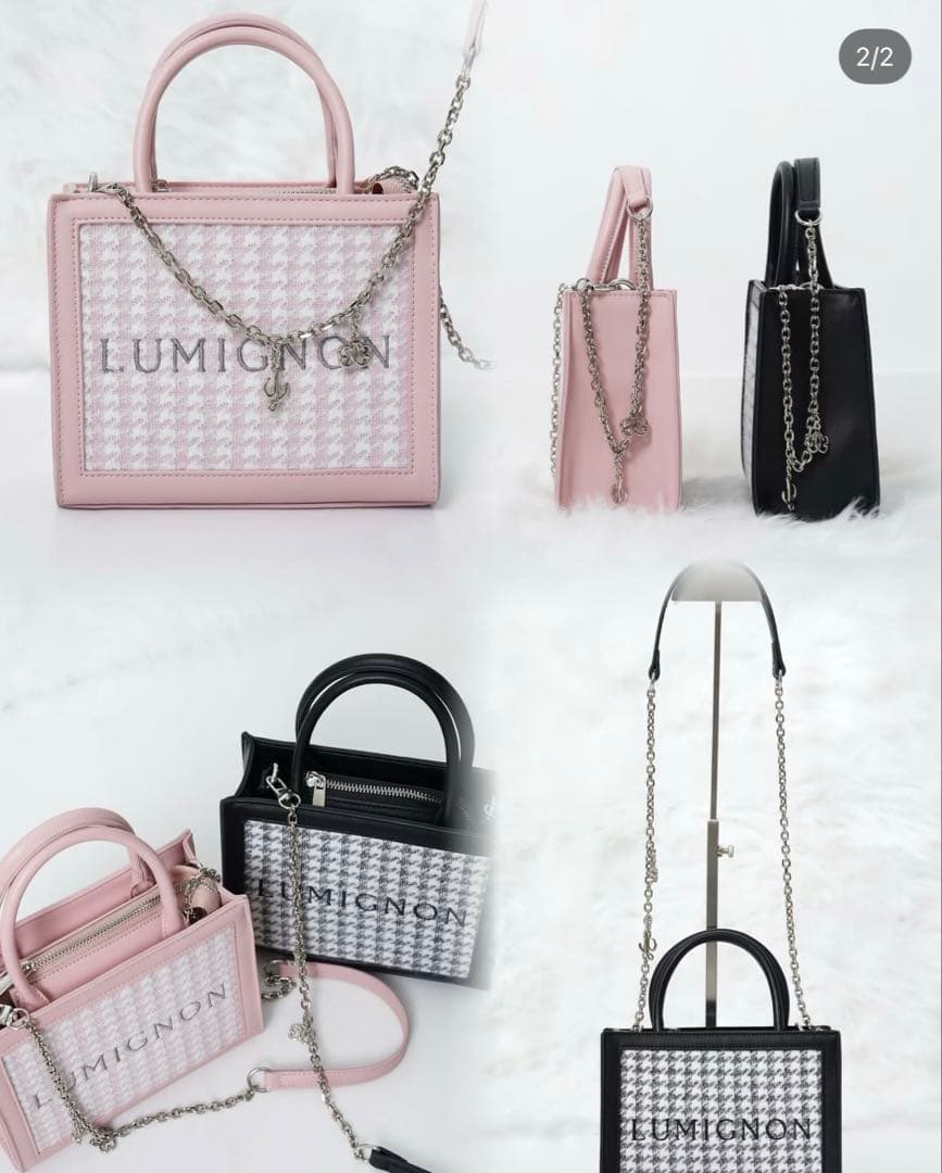 ヨシ 様 Lumignon houndstooth 2way bag ブラック