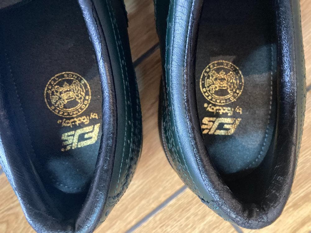 未使用！ゴルフシューズＦＯＯＴＪＯＩフットジョイ表・靴底　革　緑グリーン25.5