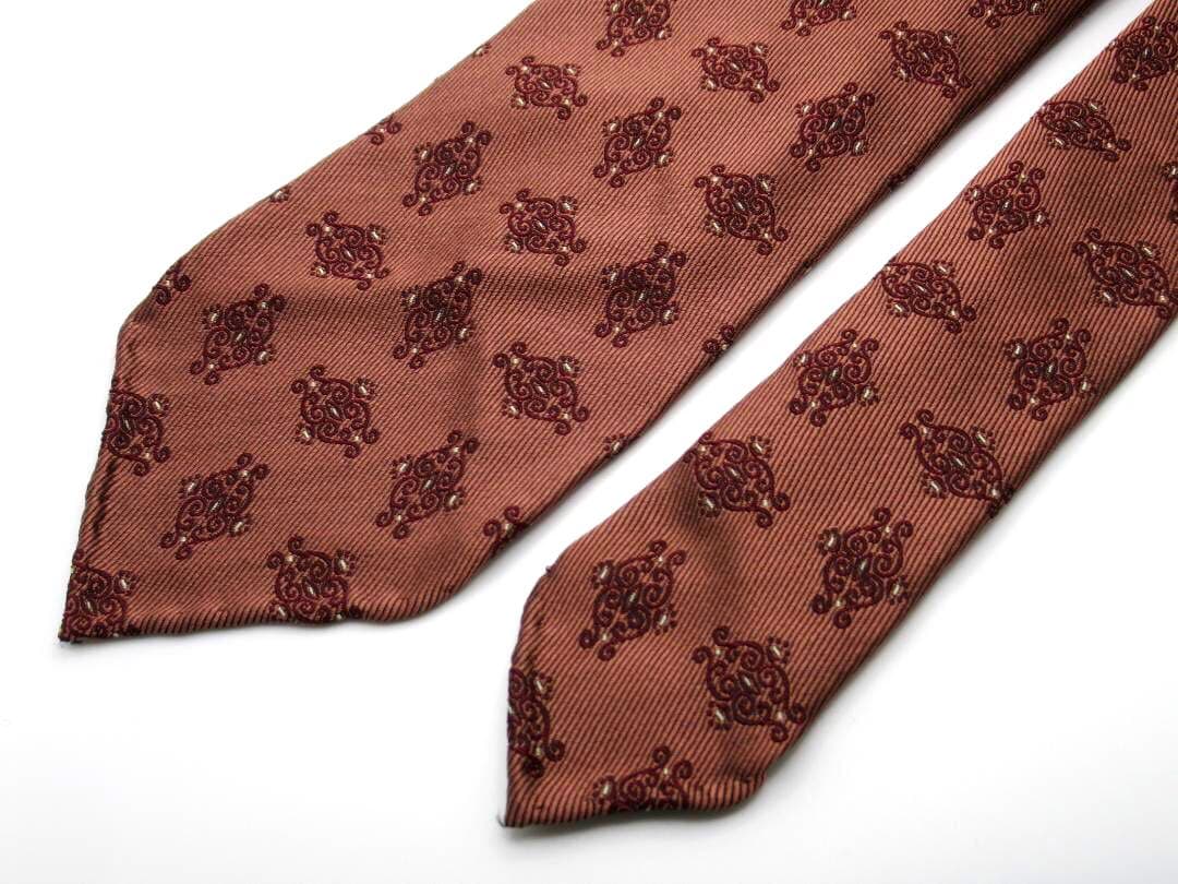 TIEYOURTIE タイユアタイ シルクネクタイ 小紋柄 ブラウン系レッド