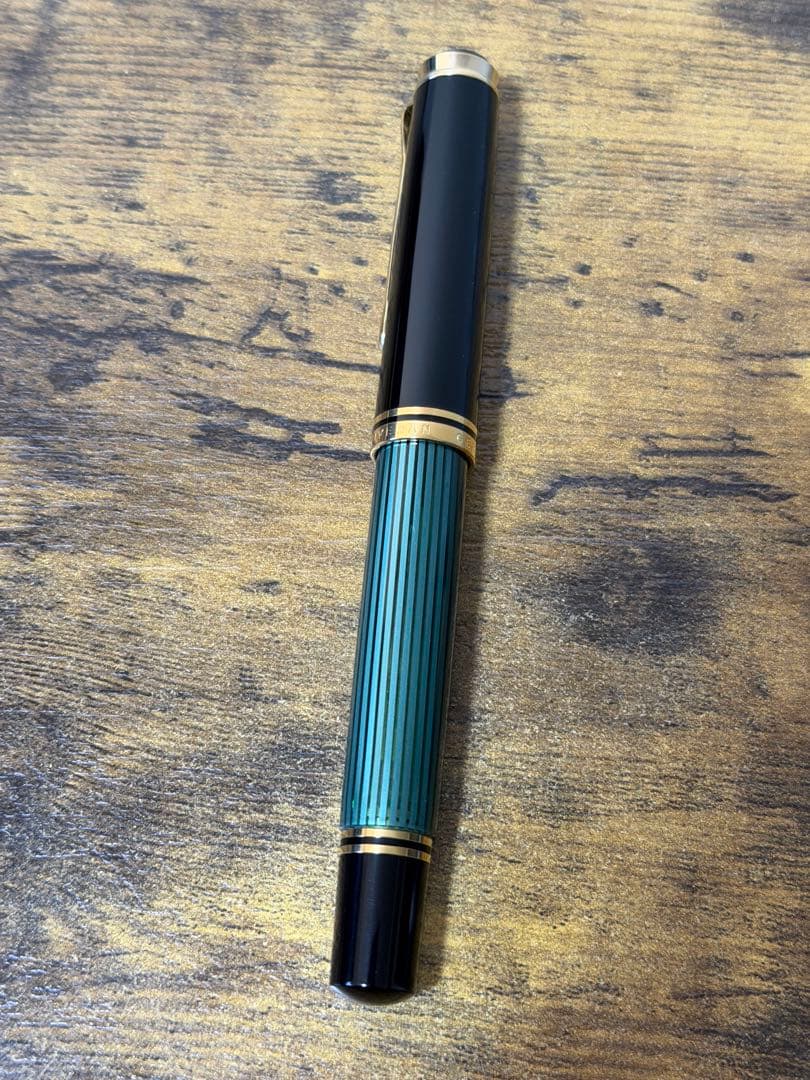 旧天冠　M800 18c ゴールド　M ペリカン　万年筆　緑縞　バイカラー