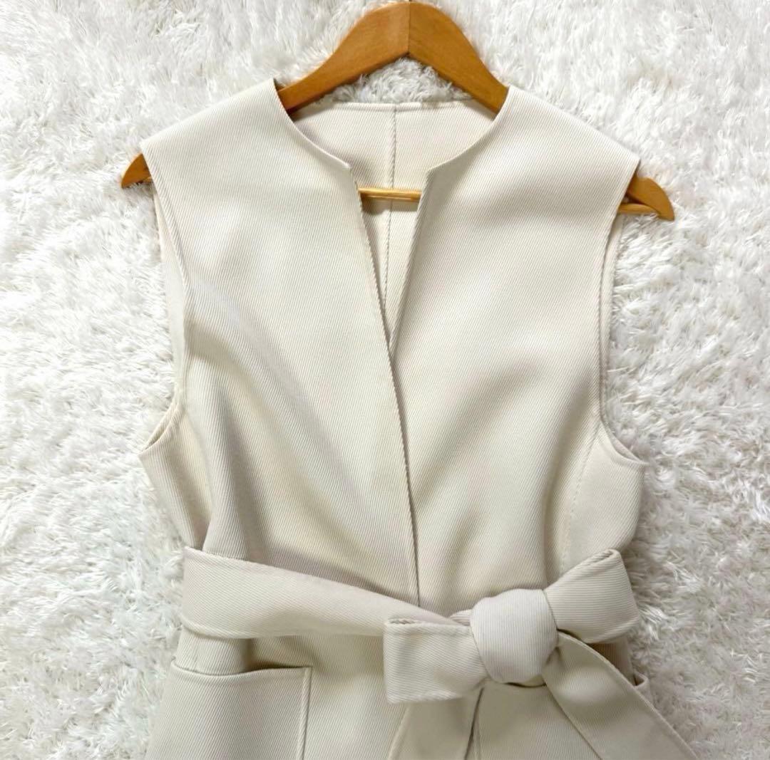 アナイ 23AW カルゼリバーベルトクルージレ ロング ベスト ベルト付 白 M