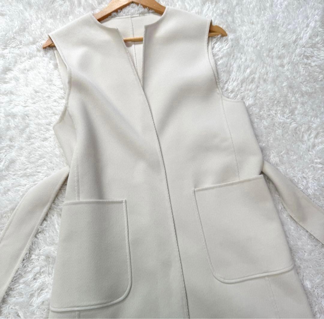 アナイ 23AW カルゼリバーベルトクルージレ ロング ベスト ベルト付 白 M
