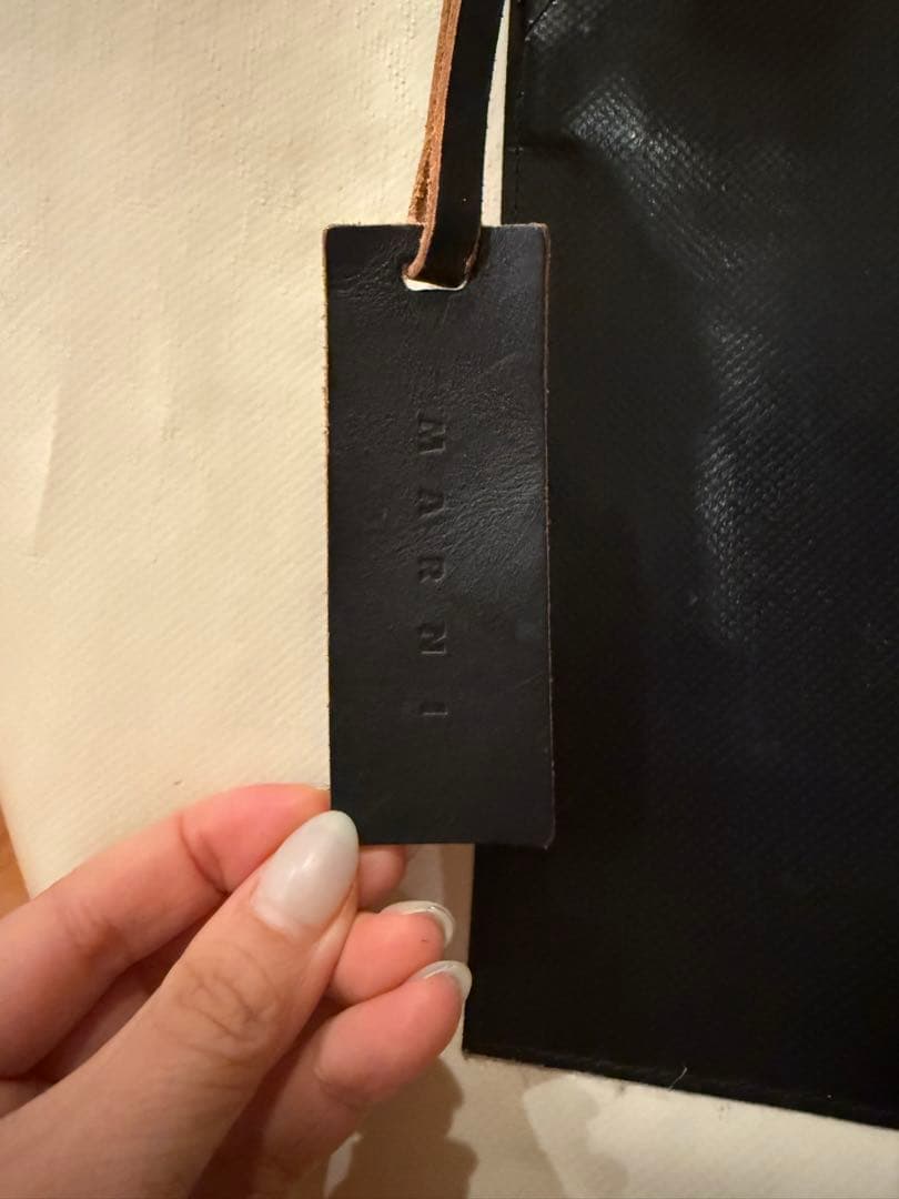 マルニ MARNI バイカラー トートバッグ PVC×レザー タグ付き 白×黒