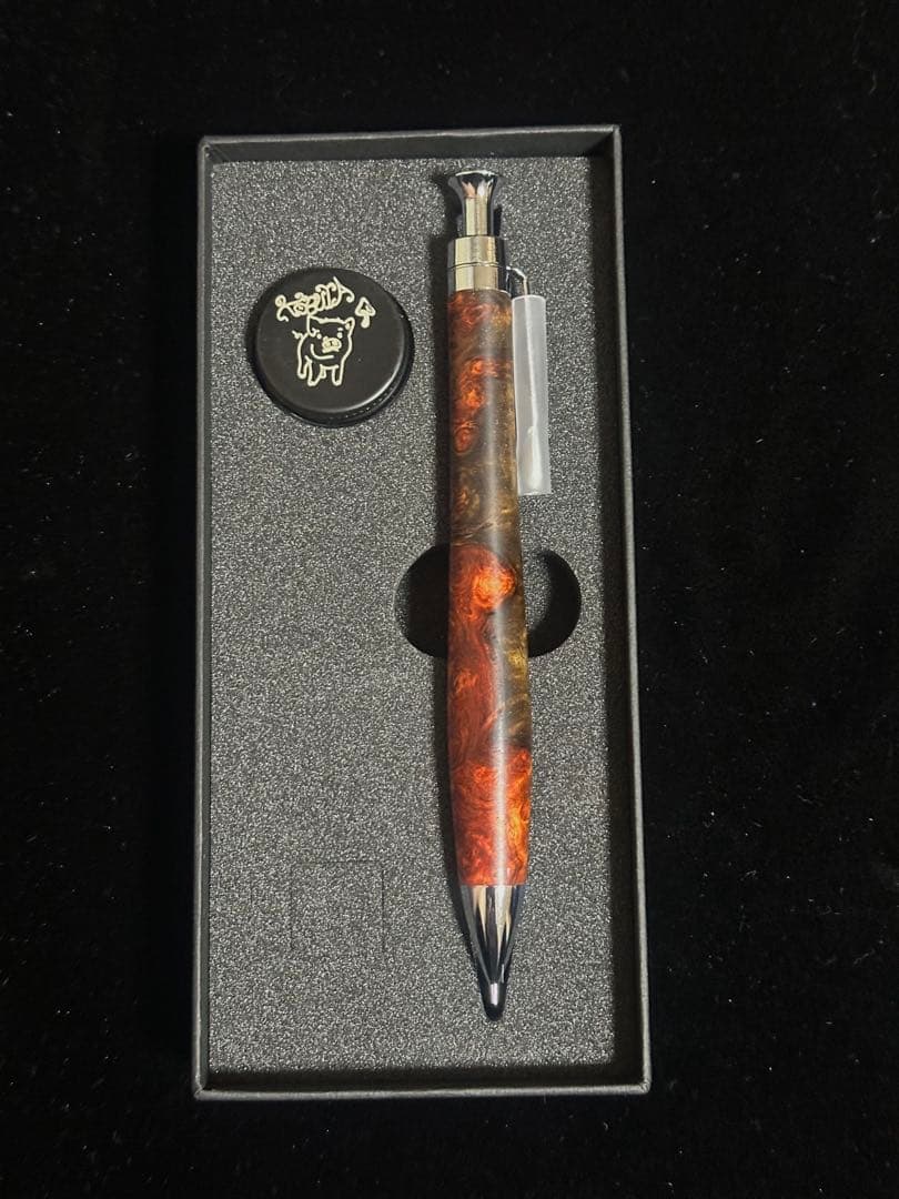 こぶた工房 シャープペンシル 極上花梨瘤 青赤0.5mm