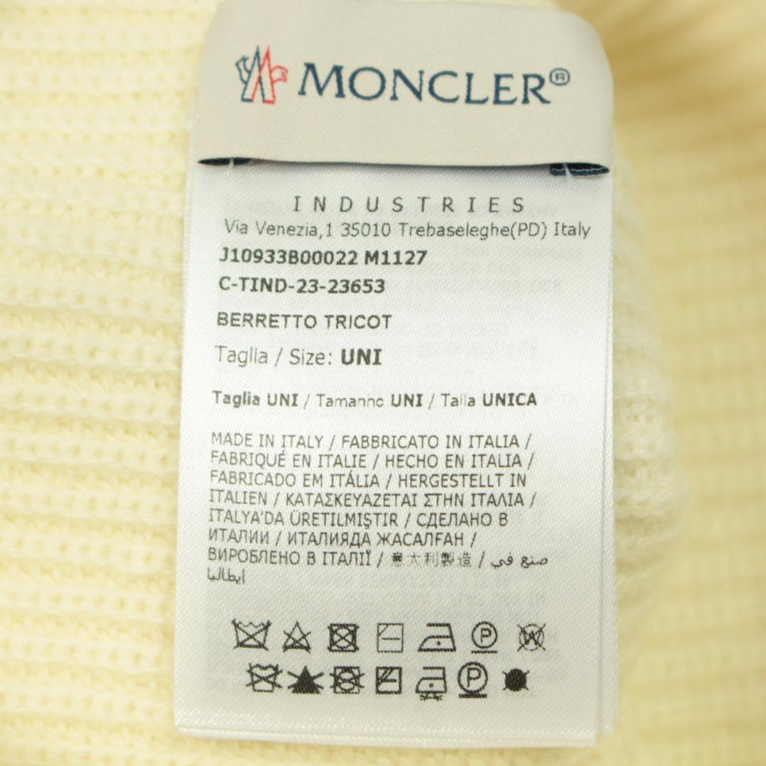 【新品】 MONCLER　ニットキャップ　ウールカシミヤ　ロゴ　オフホワイト