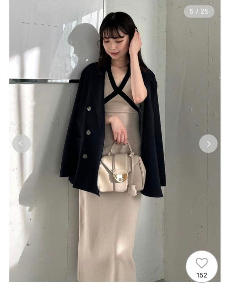 FRAY I.D バイカラースキッパーポロニットワンピース