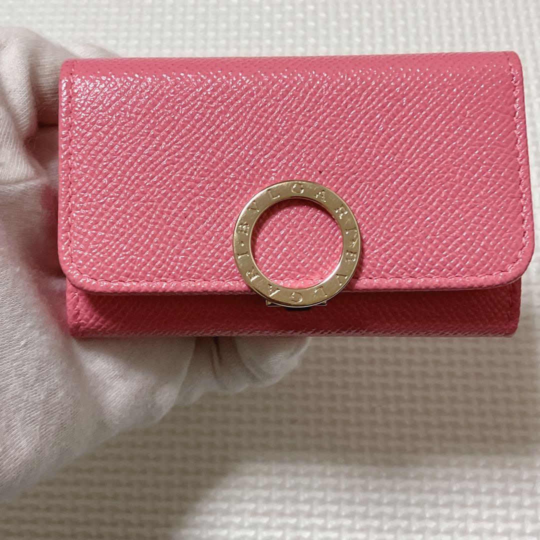 未使用BVLGARIブルガリ レザーキーケース　ピンク　RFID掲載モデル