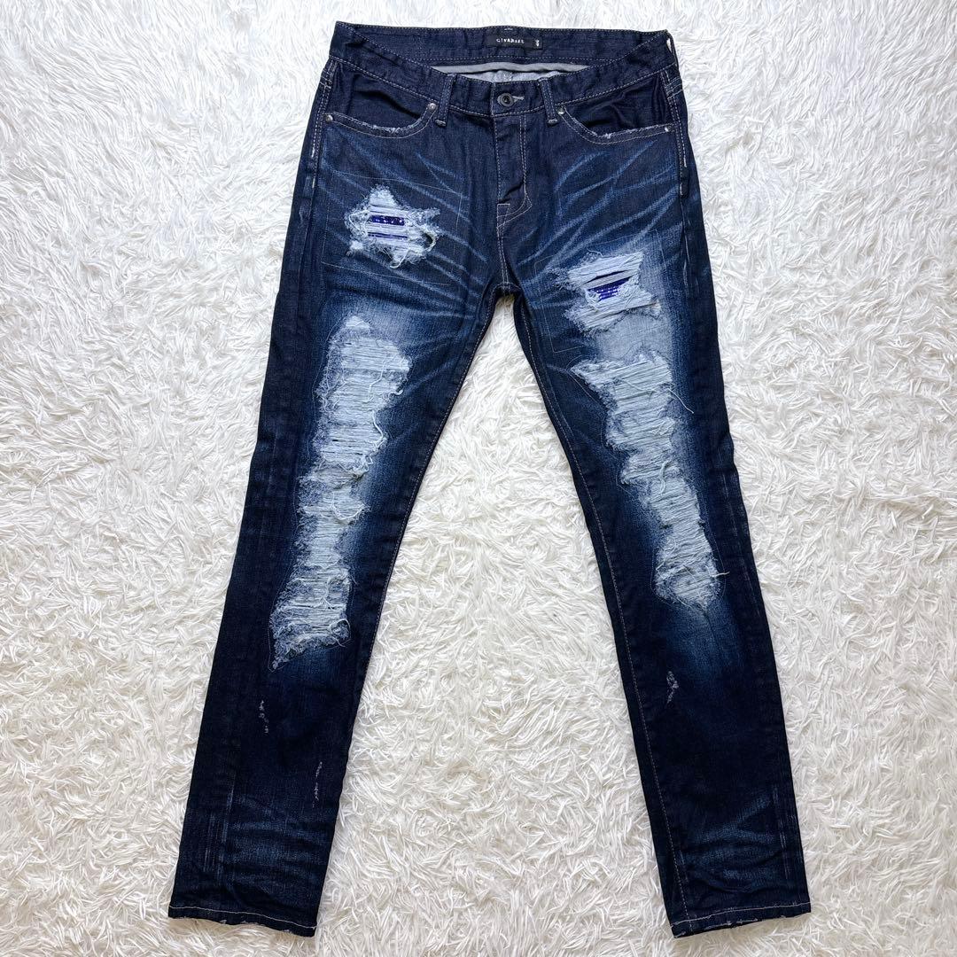 CIVARIZE スパンコール ダメージ加工 スキニー デニムパンツ Y2K